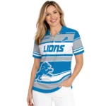 Detroit Lions Polo Shirt Personalized Horizontal Blocks Blue Best Selling