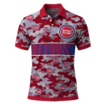 Detroit Pistons Polo Shirt - Customized Camo Band Red