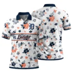 Detroit Tigers Polo Shirt Personalized Floral Pinstripe Navy White Best Selling