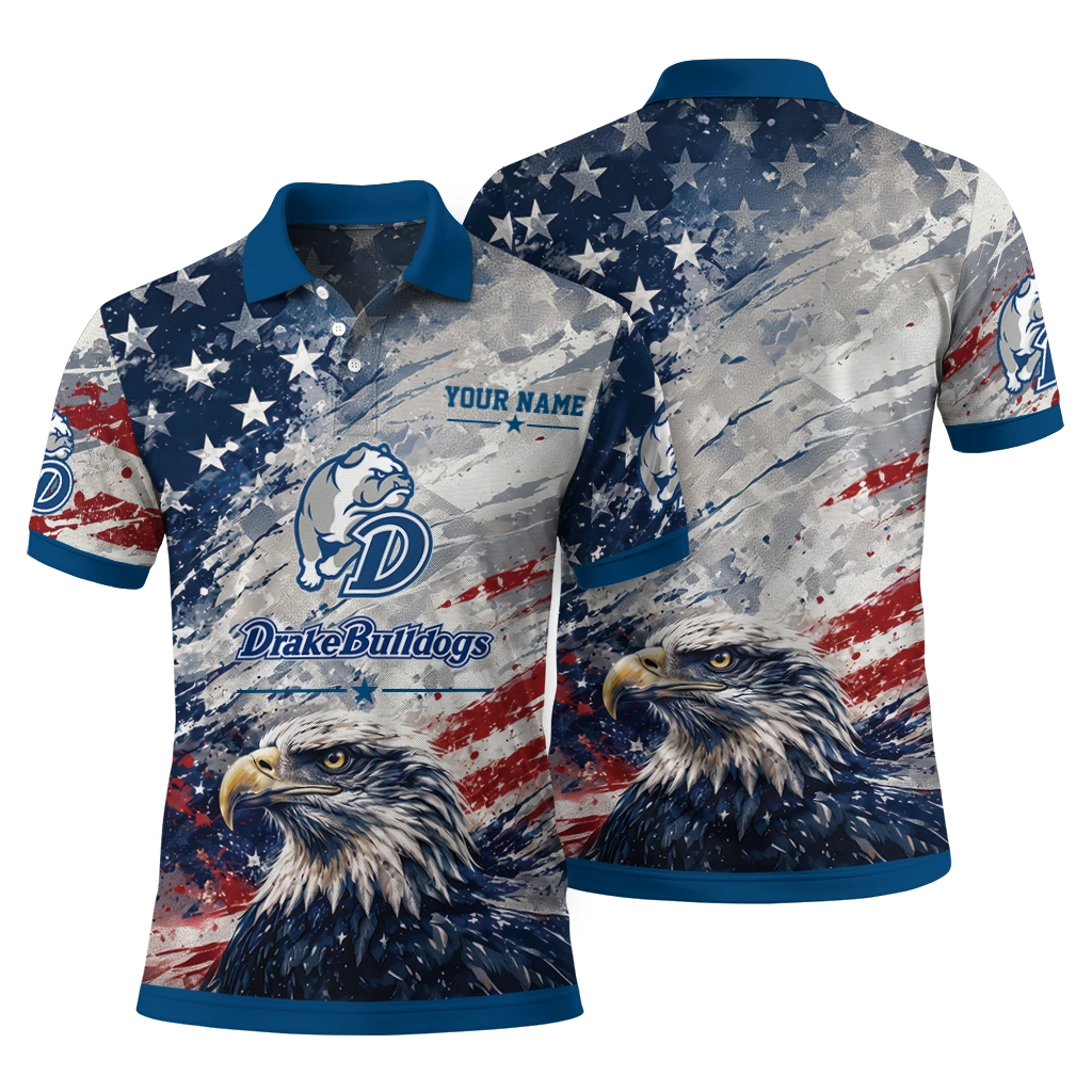 Drake Bulldogs Polo Shirt Custom Star Brushstrokes Blue Fashion Forward Drake Bulldogs Polo Shirt Custom Star Brushstrokes Blue Fashion Forward