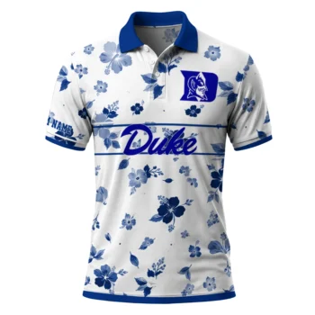 Duke Blue Devils Polo Shirt Personalized Floral Pinstripe Blue White Best Selling