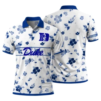 Duke Blue Devils Polo Shirt Personalized Floral Pinstripe Blue White Fashion Forward