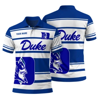 Duke Blue Devils Polo Shirt Personalized Horizontal Blocks Blue Fashion Forward