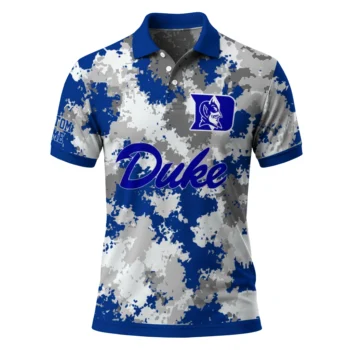 Duke Blue Devils Polo Shirt Personalized Pixel Camo Blue Best Selling
