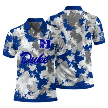 Duke Blue Devils Polo Shirt Personalized Pixel Camo Blue Fashion Forward