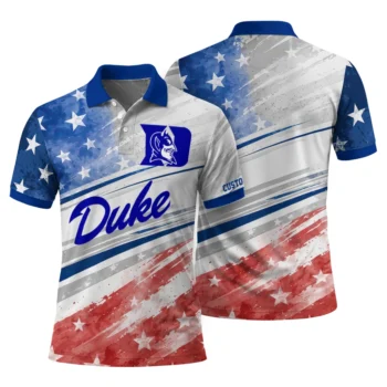 Duke Blue Devils Polo Shirt Personalized Star Stripes Red Blue Fashion Forward