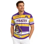East Carolina Pirates Polo Shirt Customized Horizontal Blocks Purple Best Selling