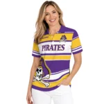 East Carolina Pirates Polo Shirt Customized Horizontal Blocks Purple Best Selling