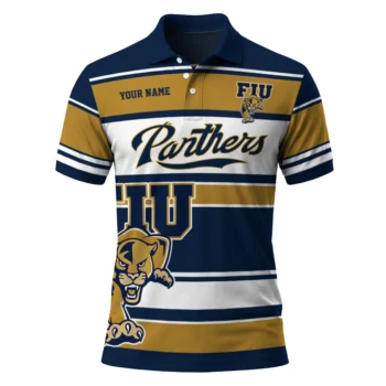 Fiu Panthers Polo Shirt Personalized Horizontal Blocks Blue Best Selling