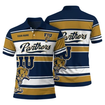 Fiu Panthers Polo Shirt Personalized Horizontal Blocks Blue Fashion Forward