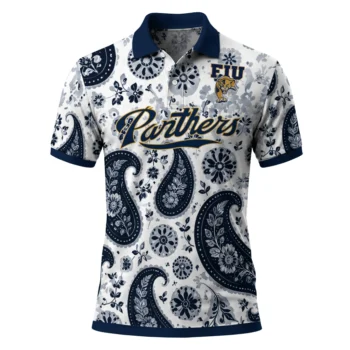Fiu Panthers Polo Shirt Personalized Paisley Florals Blue White Best Selling