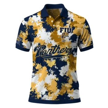 Fiu Panthers Polo Shirt Personalized Pixel Camo Blue Best Selling
