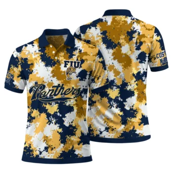 Fiu Panthers Polo Shirt Personalized Pixel Camo Blue Fashion Forward