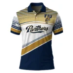 Fiu Panthers Polo Shirt Personalized Slanted Stripes Blue White Best Selling