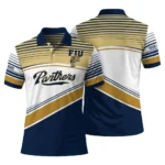 Fiu Panthers Polo Shirt Personalized Slanted Stripes Blue White Best Selling