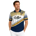 Fiu Panthers Polo Shirt Personalized Slanted Stripes Blue White Best Selling