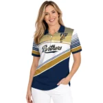 Fiu Panthers Polo Shirt Personalized Slanted Stripes Blue White Best Selling