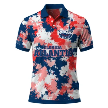 Florida Atlantic Owls Polo Shirt Customized Pixel Camo Blue Best Selling
