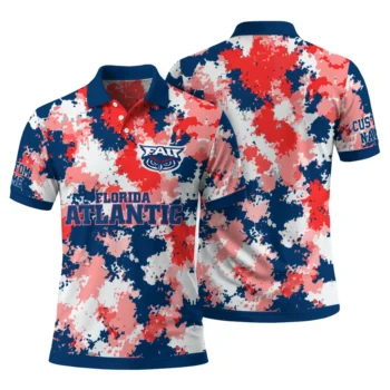 Florida Atlantic Owls Polo Shirt Customized Pixel Camo Blue Fashion Forward