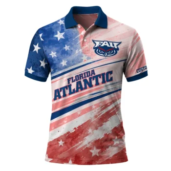 Florida Atlantic Owls Polo Shirt Customized Star Stripes Red Blue Best Selling