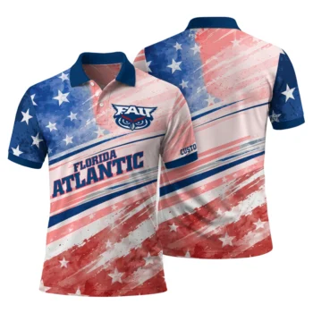 Florida Atlantic Owls Polo Shirt Customized Star Stripes Red Blue Fashion Forward