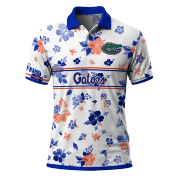 Florida Gators Polo Shirt Custom Floral Pinstripe Blue White Best Selling