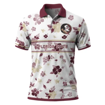 Florida State Seminoles Polo Shirt Customized Floral Pinstripe Garnet White Best Selling