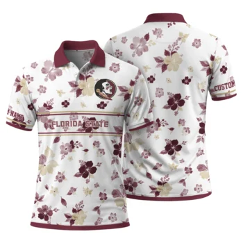 Florida State Seminoles Polo Shirt Customized Floral Pinstripe Garnet White Fashion Forward