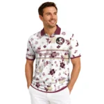 Florida State Seminoles Polo Shirt Customized Floral Pinstripe Garnet White Best Selling