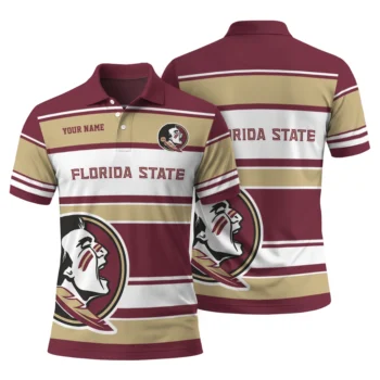 Florida State Seminoles Polo Shirt Customized Horizontal Blocks Garnet Fashion Forward