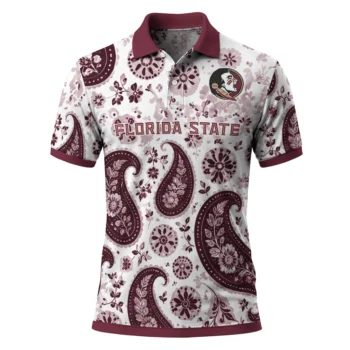 Florida State Seminoles Polo Shirt Customized Paisley Florals Garnet White Best Selling