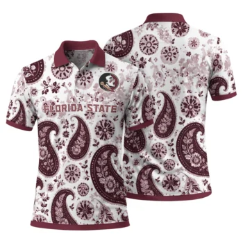 Florida State Seminoles Polo Shirt Customized Paisley Florals Garnet White Fashion Forward