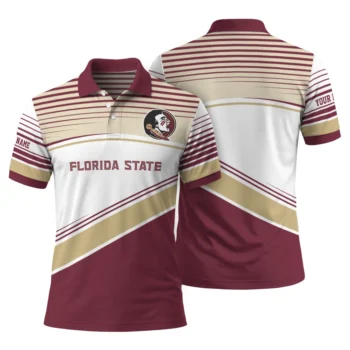 Florida State Seminoles Polo Shirt Customized Slanted Stripes Garnet White Fashion Forward