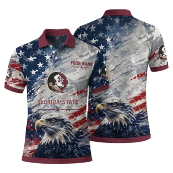 Florida State Seminoles Polo Shirt Customized Star Brushstrokes Garnet Blue Fashion Forward