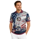 Florida State Seminoles Polo Shirt Customized Star Brushstrokes Garnet Blue Best Selling