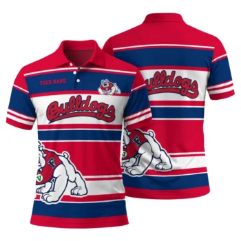 Fresno State Bulldogs Polo Shirt Custom Horizontal Blocks Red Fashion Forward