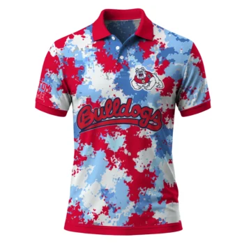 Fresno State Bulldogs Polo Shirt Custom Pixel Camo Red Best Selling