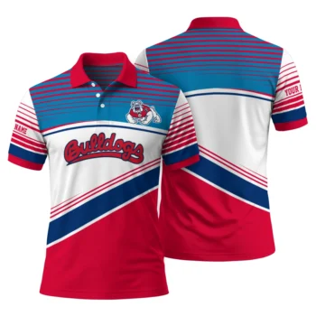 Fresno State Bulldogs Polo Shirt Custom Slanted Stripes Red White Fashion Forward