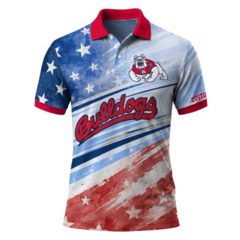 Fresno State Bulldogs Polo Shirt Custom Star Stripes Red Blue Best Selling