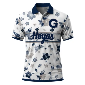 Georgetown Hoyas Polo Shirt Customized Floral Pinstripe Blue White Best Selling