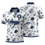 Georgetown Hoyas Polo Shirt Customized Floral Pinstripe Blue White Best Selling