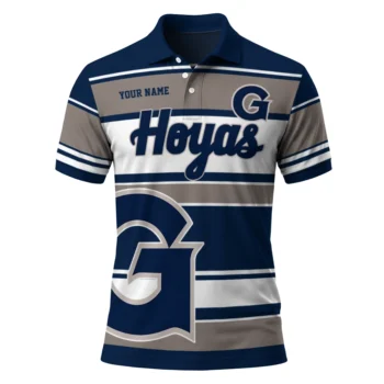 Georgetown Hoyas Polo Shirt Customized Horizontal Blocks Blue Best Selling
