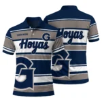Georgetown Hoyas Polo Shirt Customized Horizontal Blocks Blue Best Selling