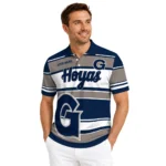 Georgetown Hoyas Polo Shirt Customized Horizontal Blocks Blue Best Selling