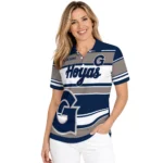 Georgetown Hoyas Polo Shirt Customized Horizontal Blocks Blue Best Selling