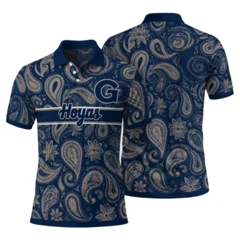 Georgetown Hoyas Polo Shirt Customized Paisley Band Blue Fashion Forward