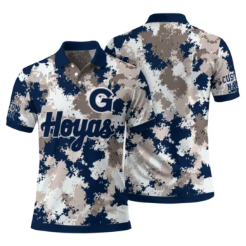 Georgetown Hoyas Polo Shirt Customized Pixel Camo Blue Fashion Forward