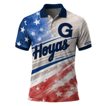 Georgetown Hoyas Polo Shirt Customized Star Stripes Red Blue Best Selling
