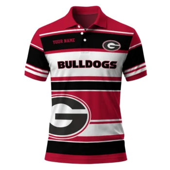 Georgia Bulldogs Polo Shirt Personalized Horizontal Blocks Red Best Selling
