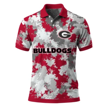 Georgia Bulldogs Polo Shirt Personalized Pixel Camo Red Best Selling